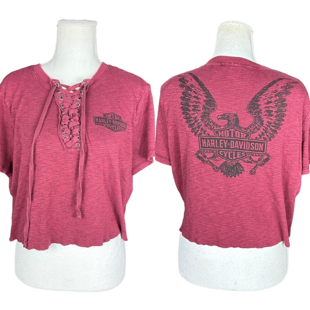 HARLEY-DAVIDSON: Women's Freedom Laced Neckline Tee -Size XL